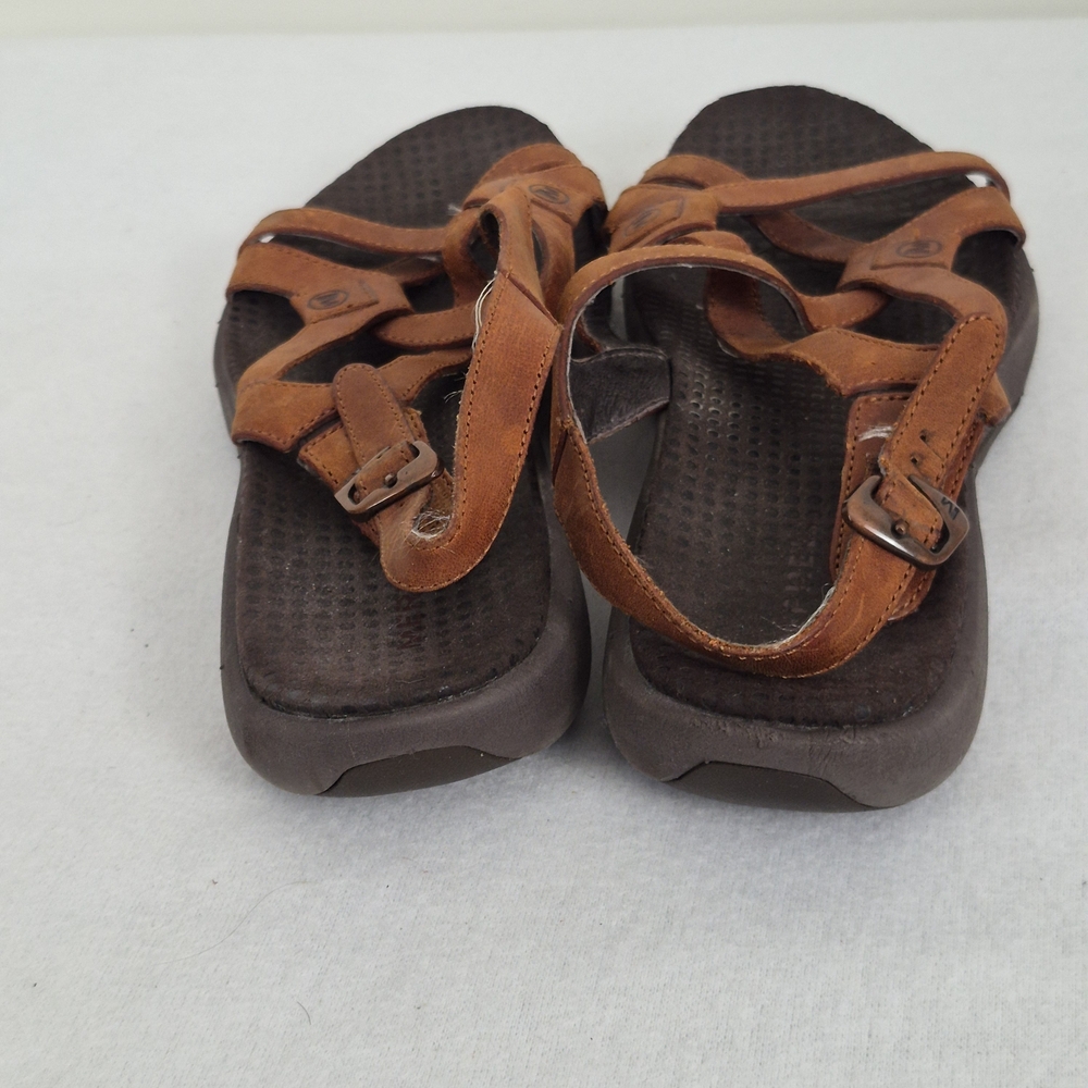 Merrell Agave Autumn Sz 7 Tan Leather Strappy Sandals Outdoors Crunchy Walking - Picture 4 of 8